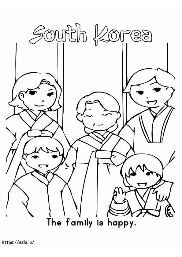 South Korea Family coloring page