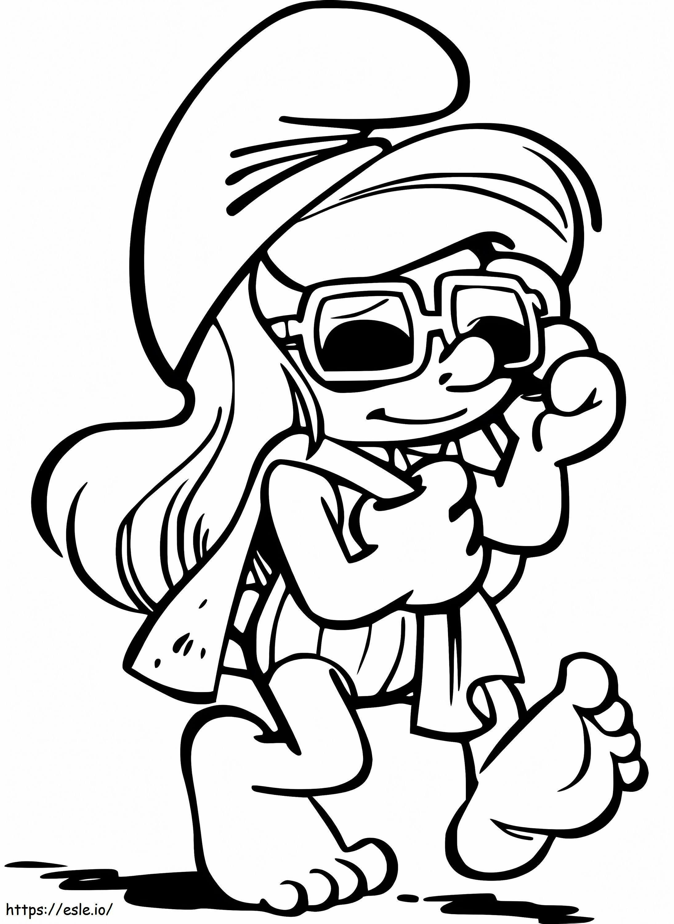 Relaxing Smurfette coloring page