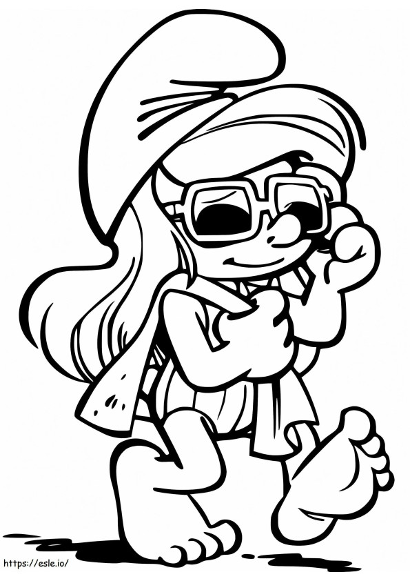 Relaxing Smurfette coloring page