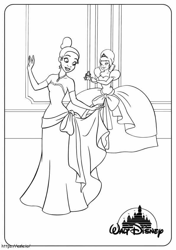 Coloriage Charmante Princesse Tiana 1 à imprimer dessin
