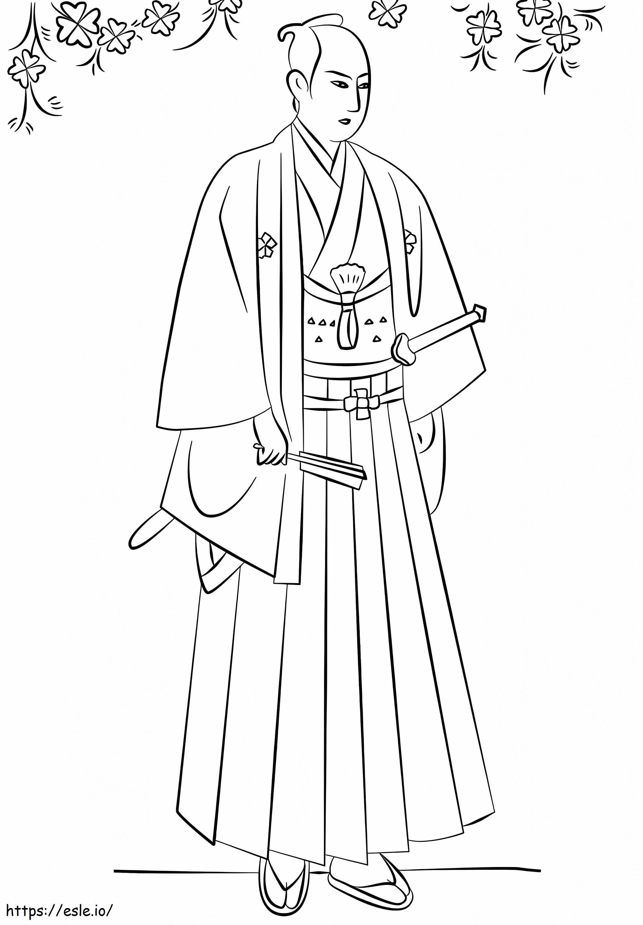 Samurai giapponese da colorare