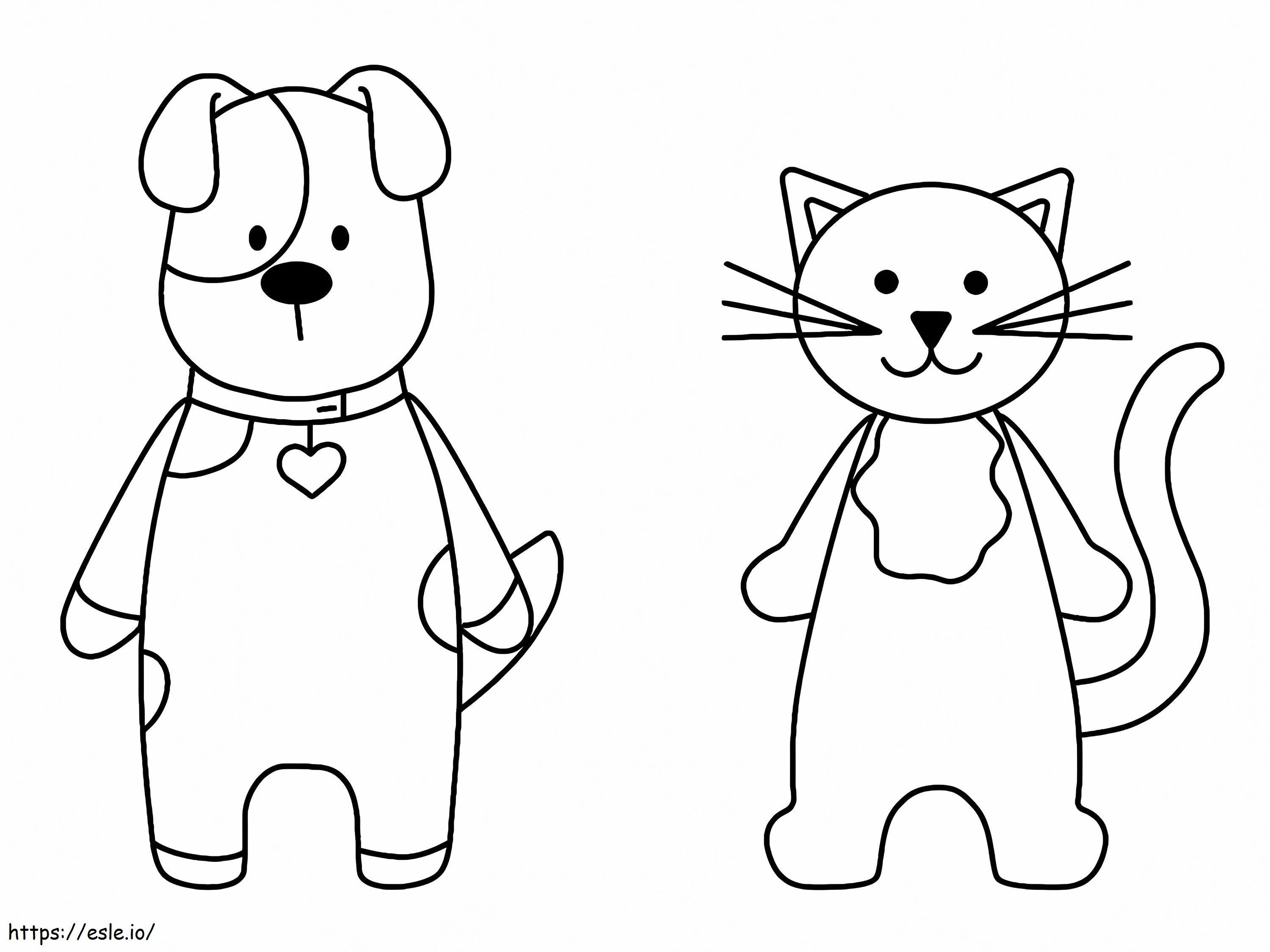 Desenho de Cão e gato para colorir