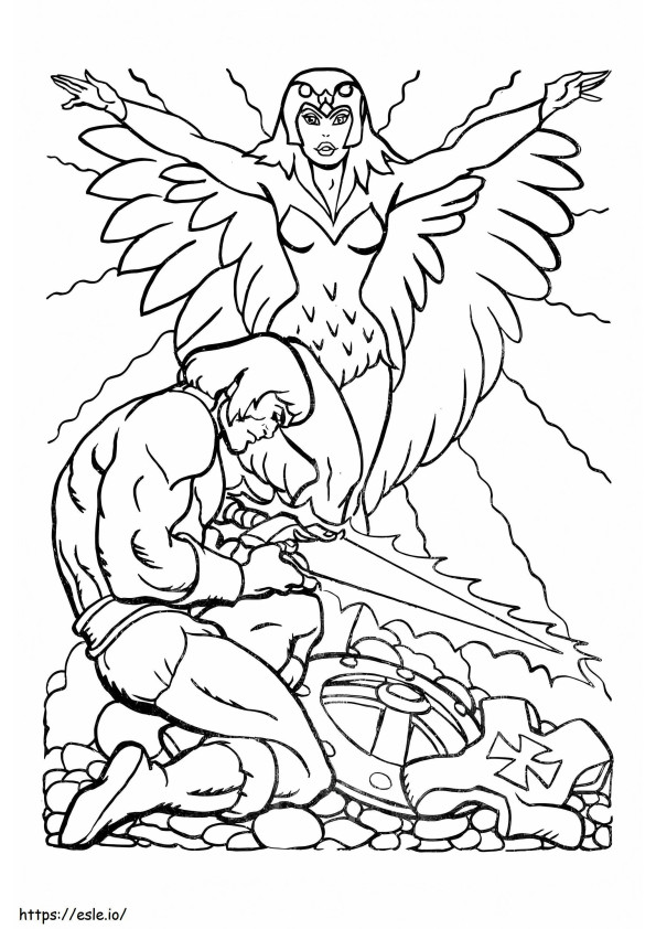 Sorceress Of Castle Grayskull And He Man coloring page