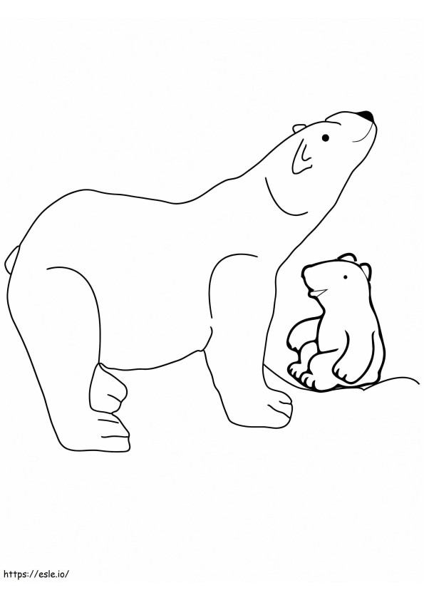 Filhote e urso farejando animais do Ártico para colorir