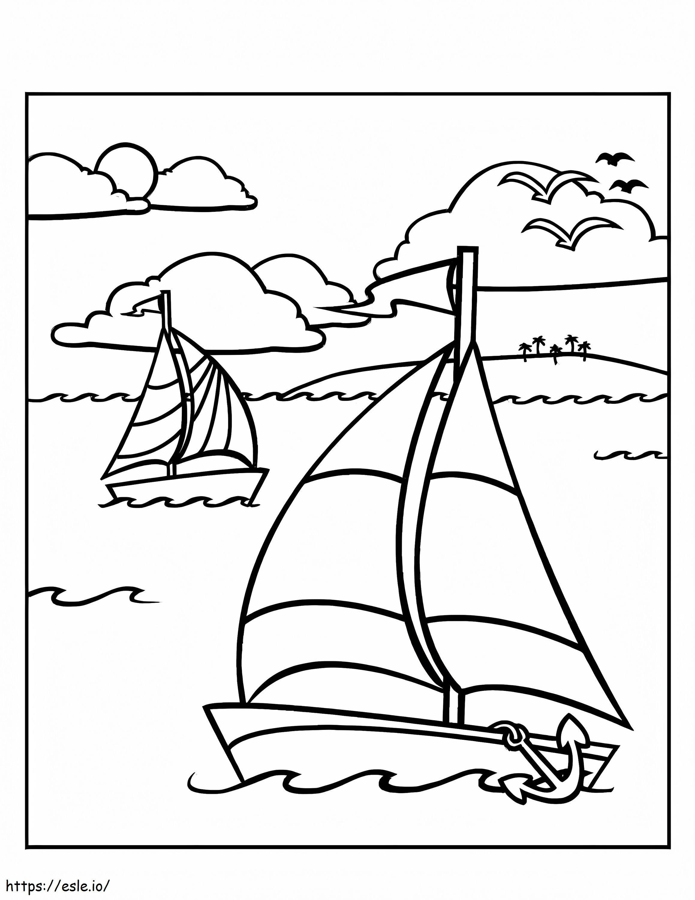 ヨット ぬりえ - 塗り絵