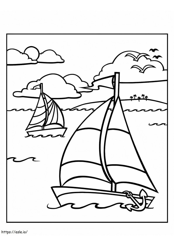 ヨット ぬりえ - 塗り絵