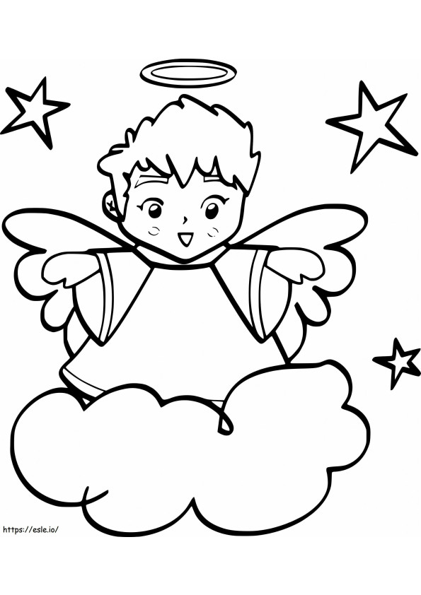 Coloriage Ange bébé dans le nuage à imprimer dessin