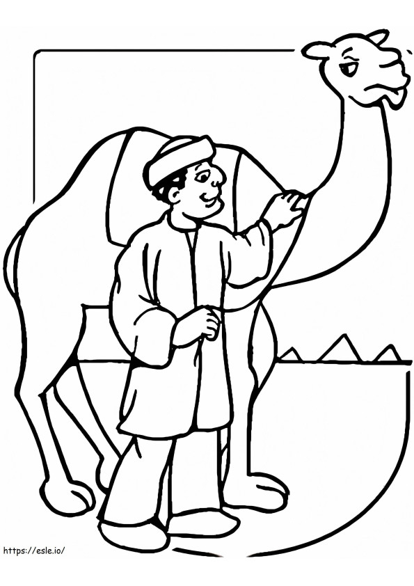 Camel And Egyptian Man coloring page