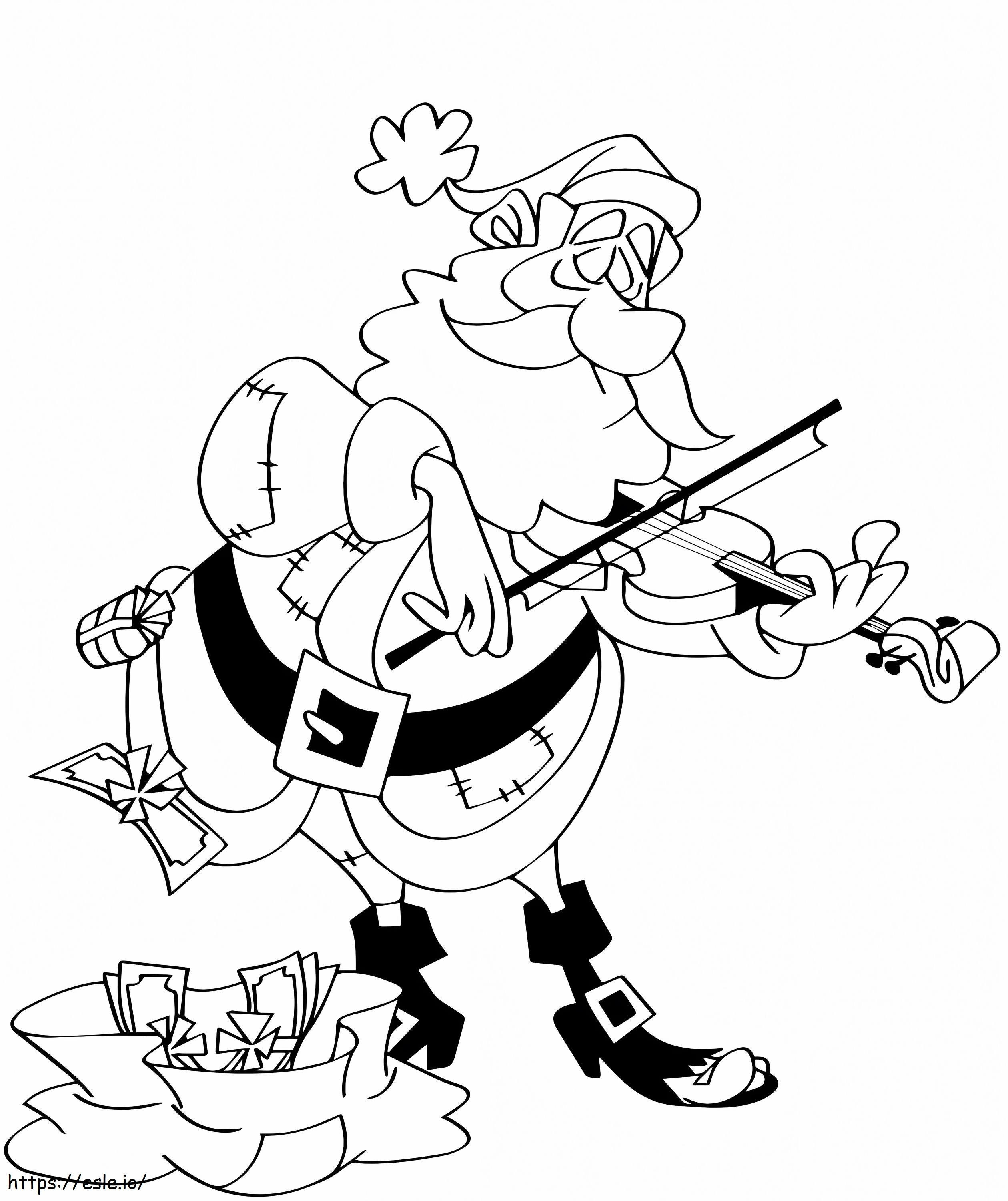 Der Weihnachtsmann spielt Geige ausmalbilder