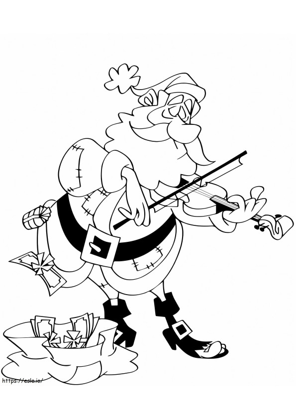 Joulupukki soittaa viulua värityskuva