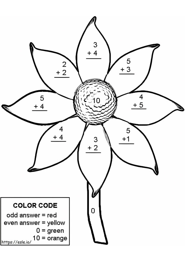 Coloriage Feuilles d'addition couleur par numéro imprimables à imprimer dessin