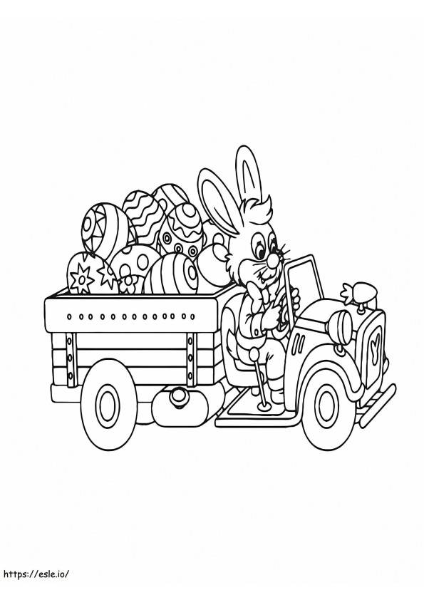 Coloriage Oeufs de Pâques dans un camion à imprimer dessin