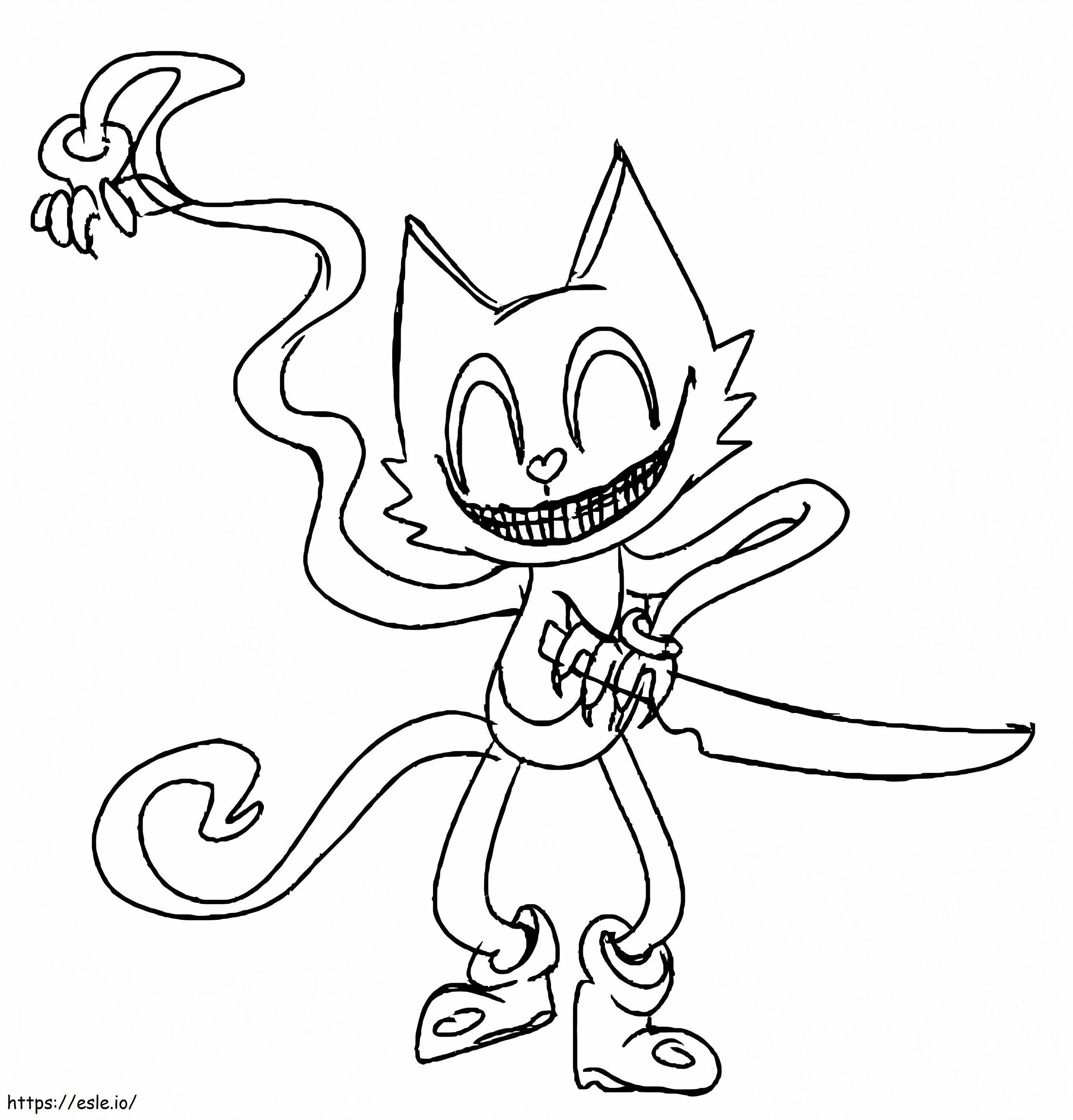 Cartoon Cat With Knife coloring page