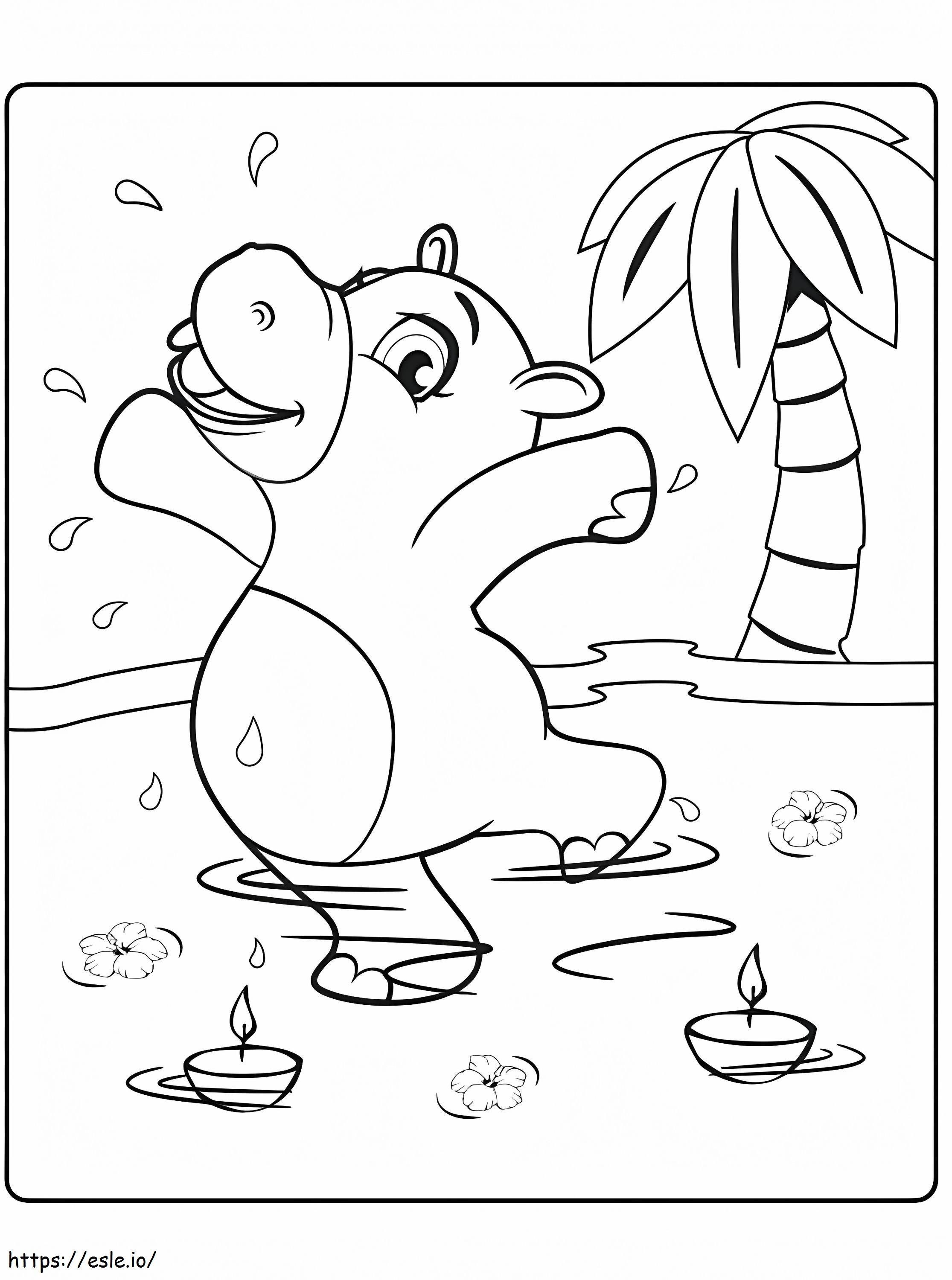 Coloriage Washimals hippopotames à imprimer dessin