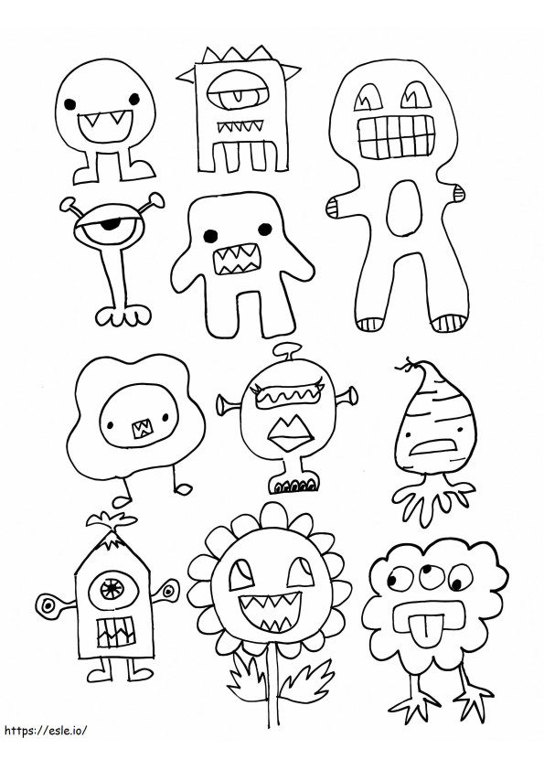 Cute Monsters Stickers coloring page