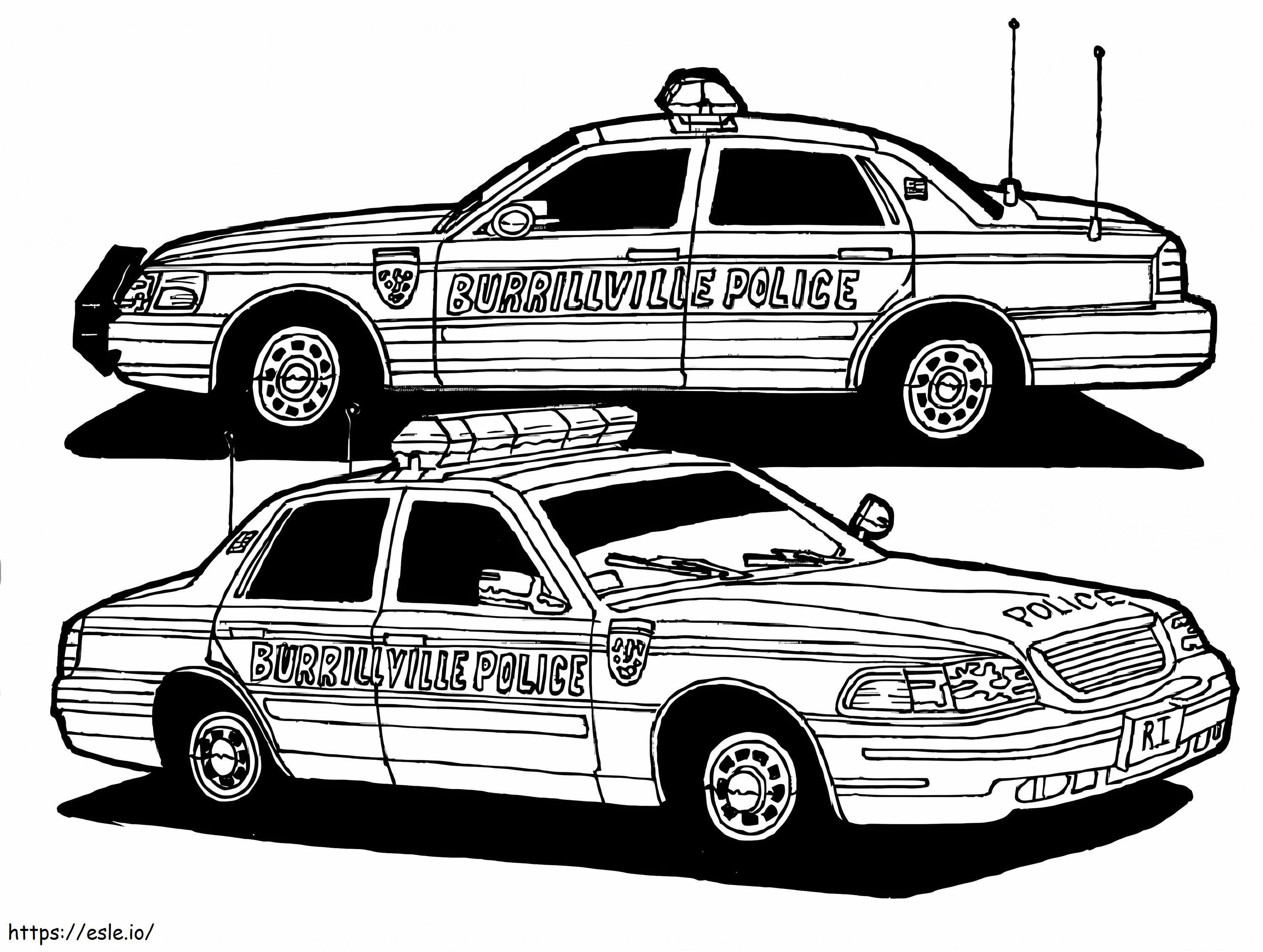 Dois carros de polícia para colorir