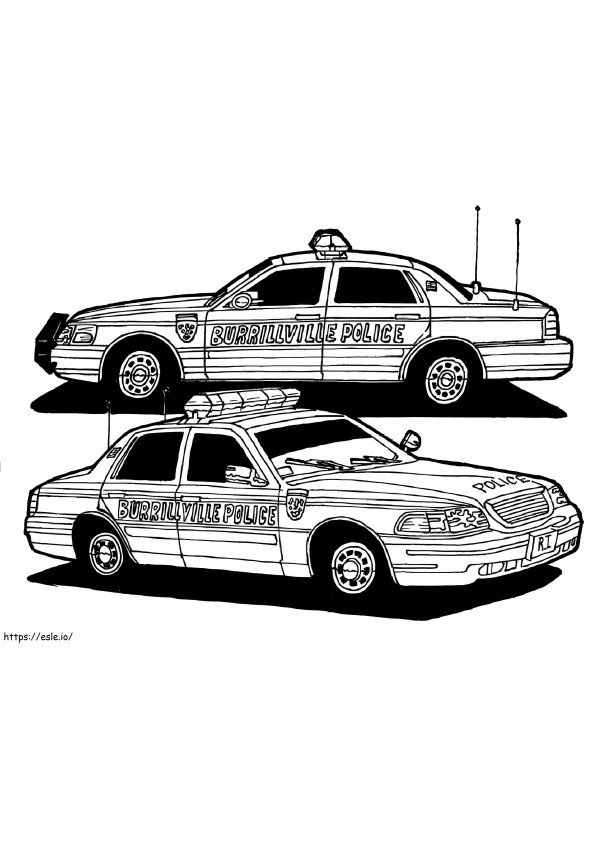Coloriage Deux voitures de police à imprimer dessin