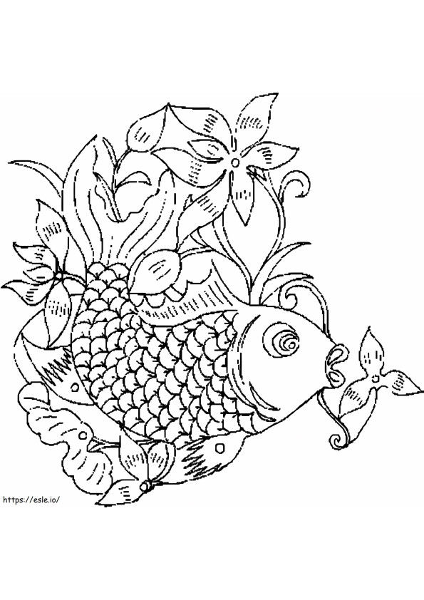 Kukka Kultakala värityskuva