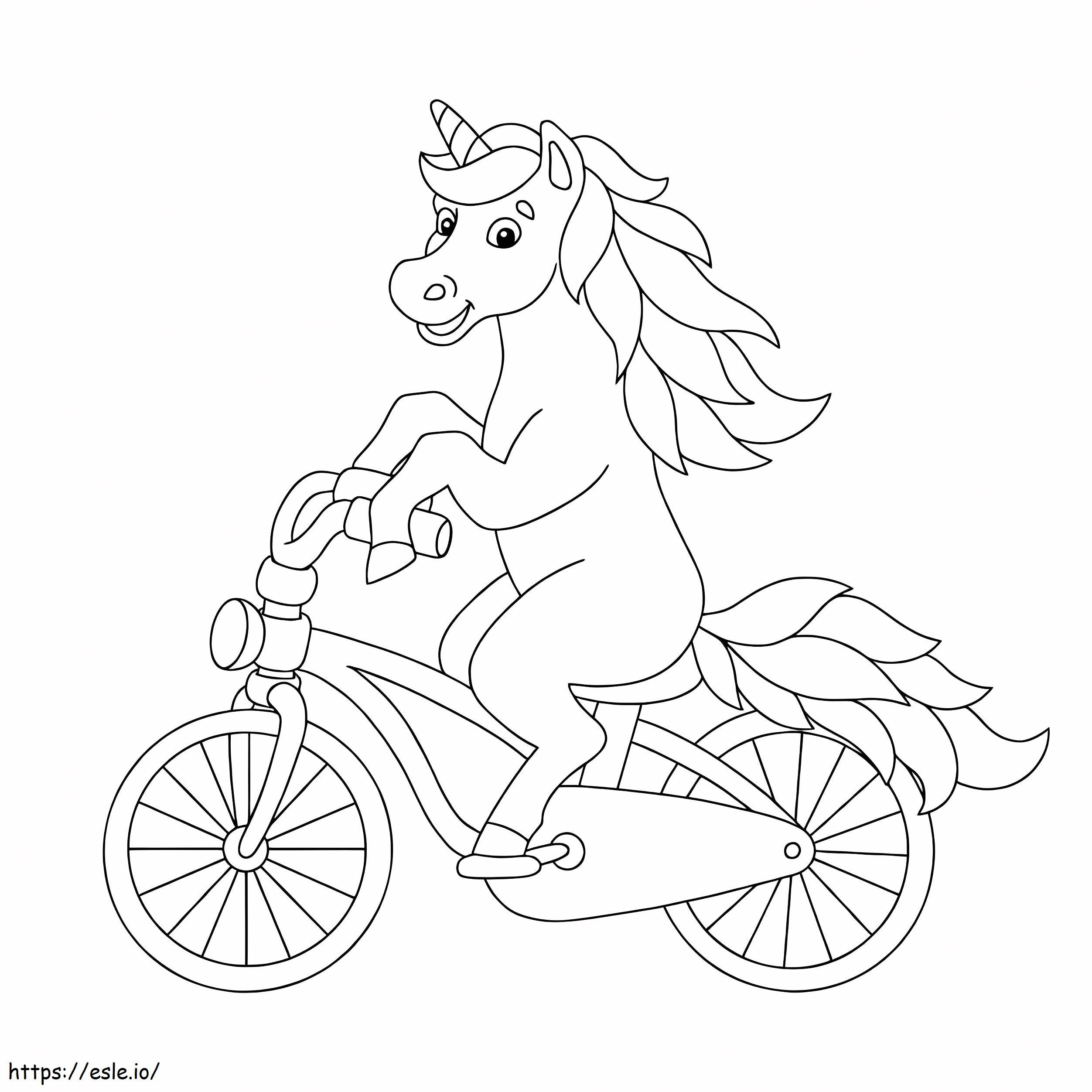 Unicorno in bicicletta da colorare