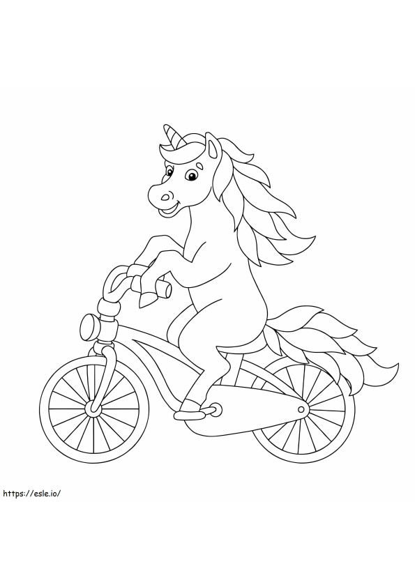 Unicorn pe bicicletă de colorat