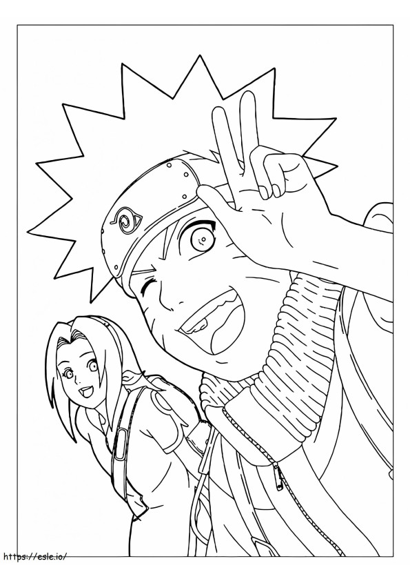 Naruto e Sakura 766X1024 para colorir