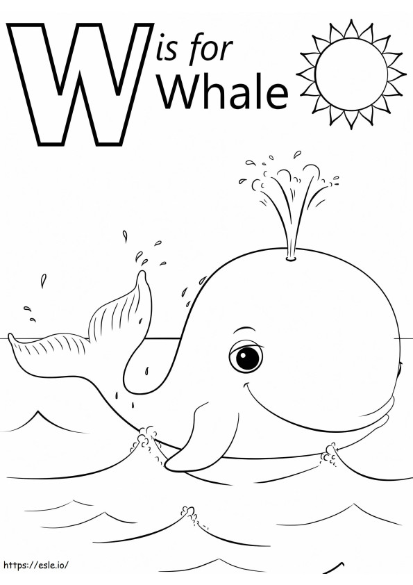 クジラ文字W ぬりえ - 塗り絵