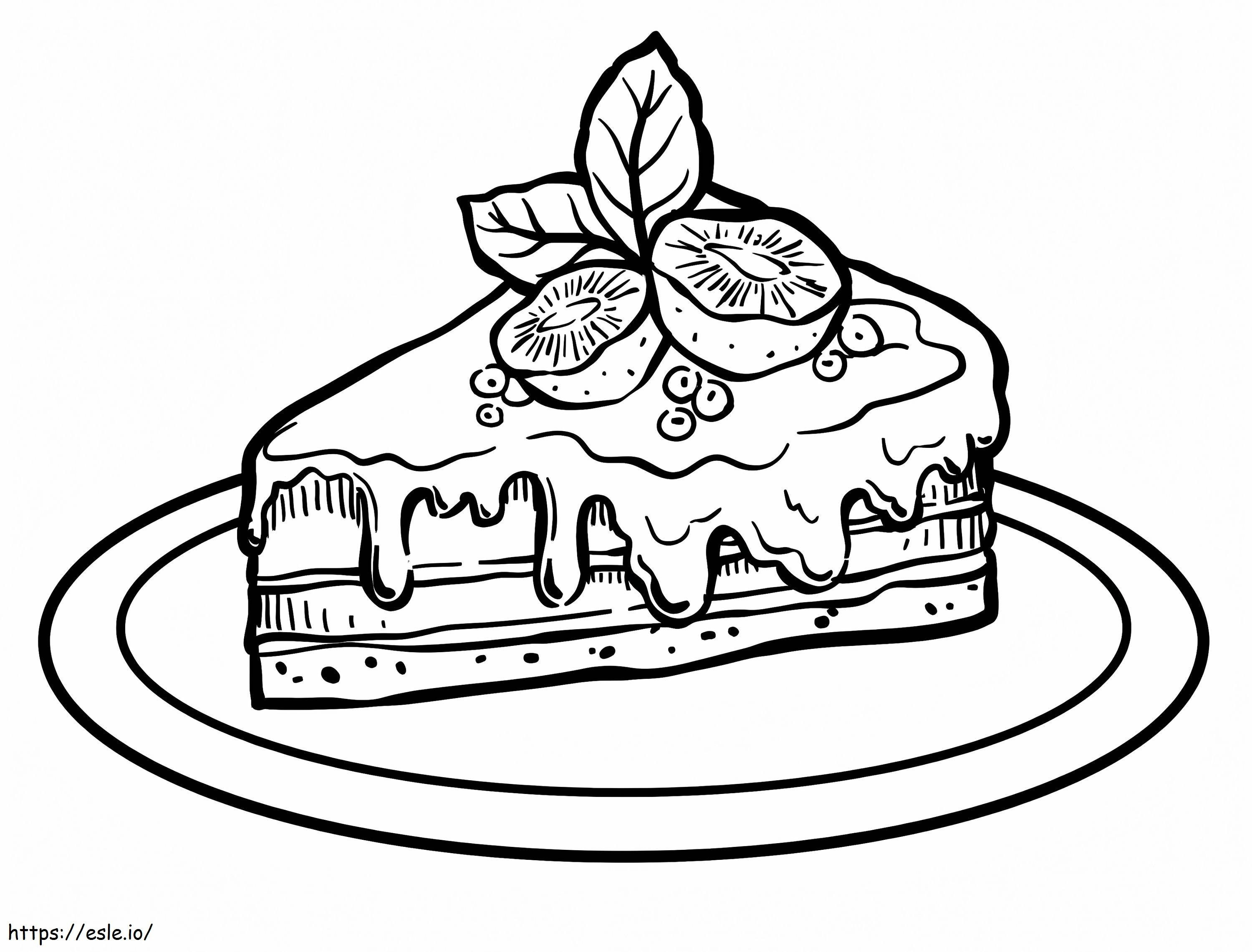 Pedazo de pastel con kiwis para colorear