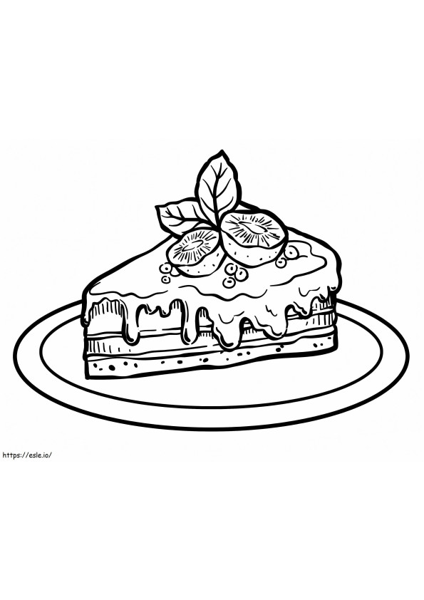 Pedazo de pastel con kiwis para colorear