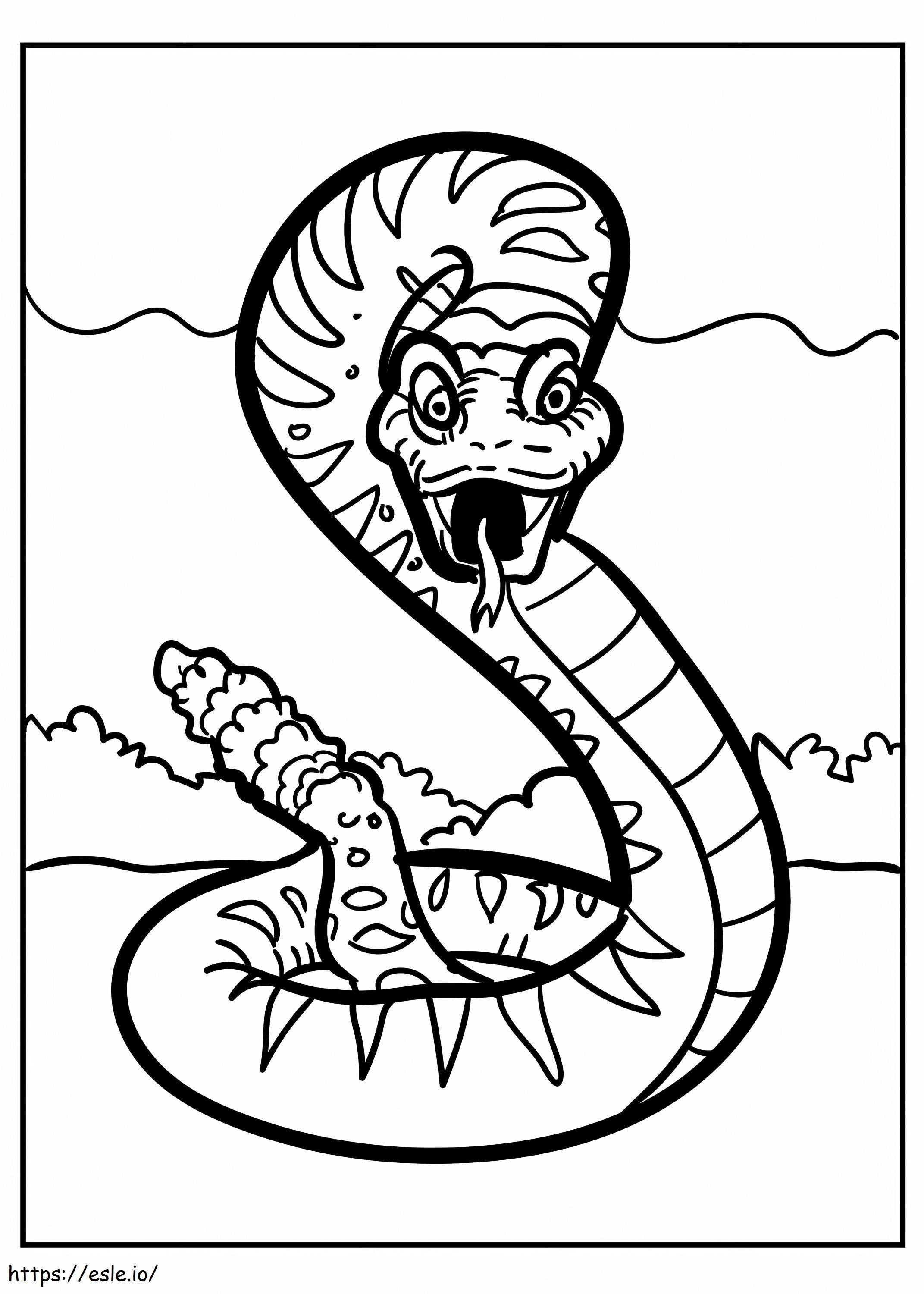 Coloriage Serpent à sonnette effrayant à imprimer dessin