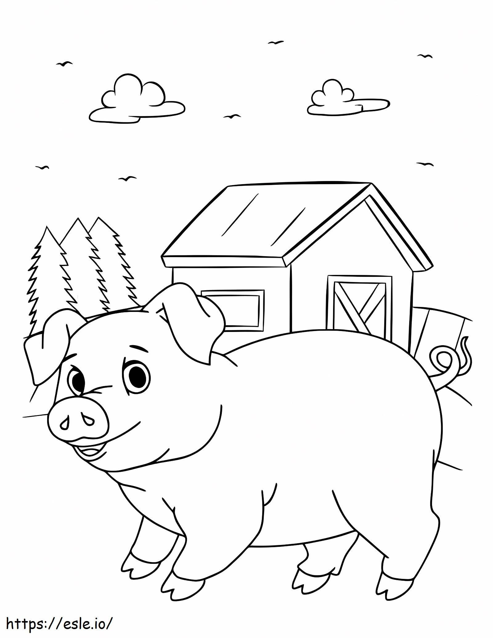 Porc în hambar de colorat