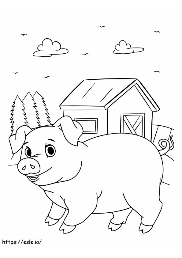 Pig In Barn coloring page