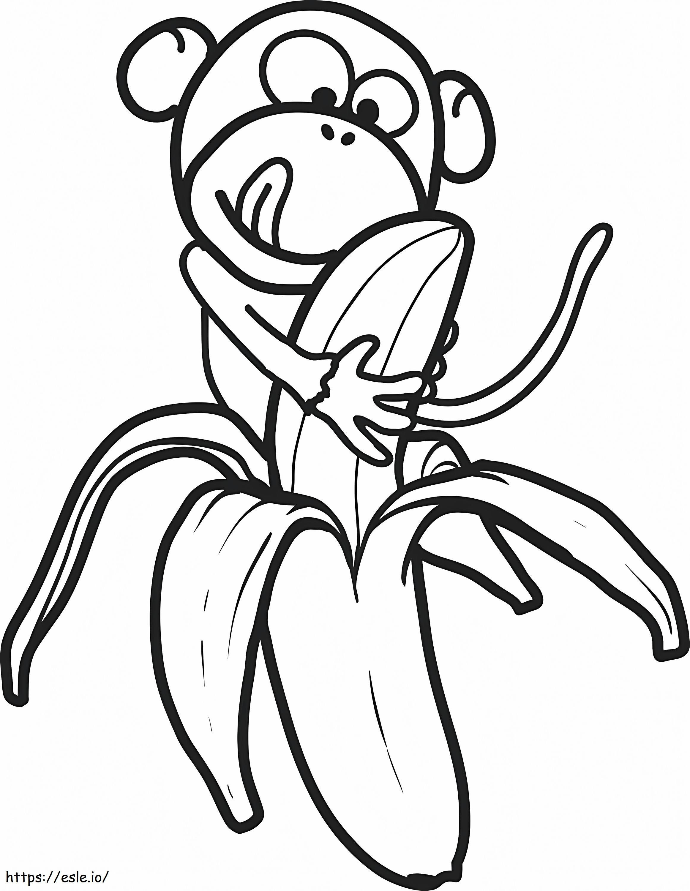 Scimmia che mangia banana da colorare