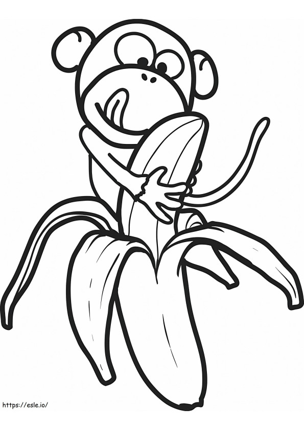 Maimuta Mananca Banane de colorat