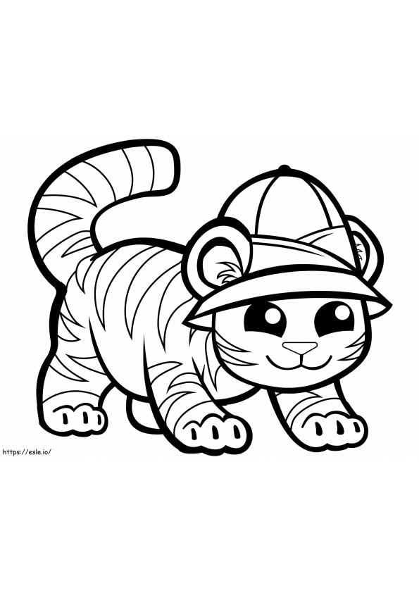 Cute Tiger In Cap coloring page