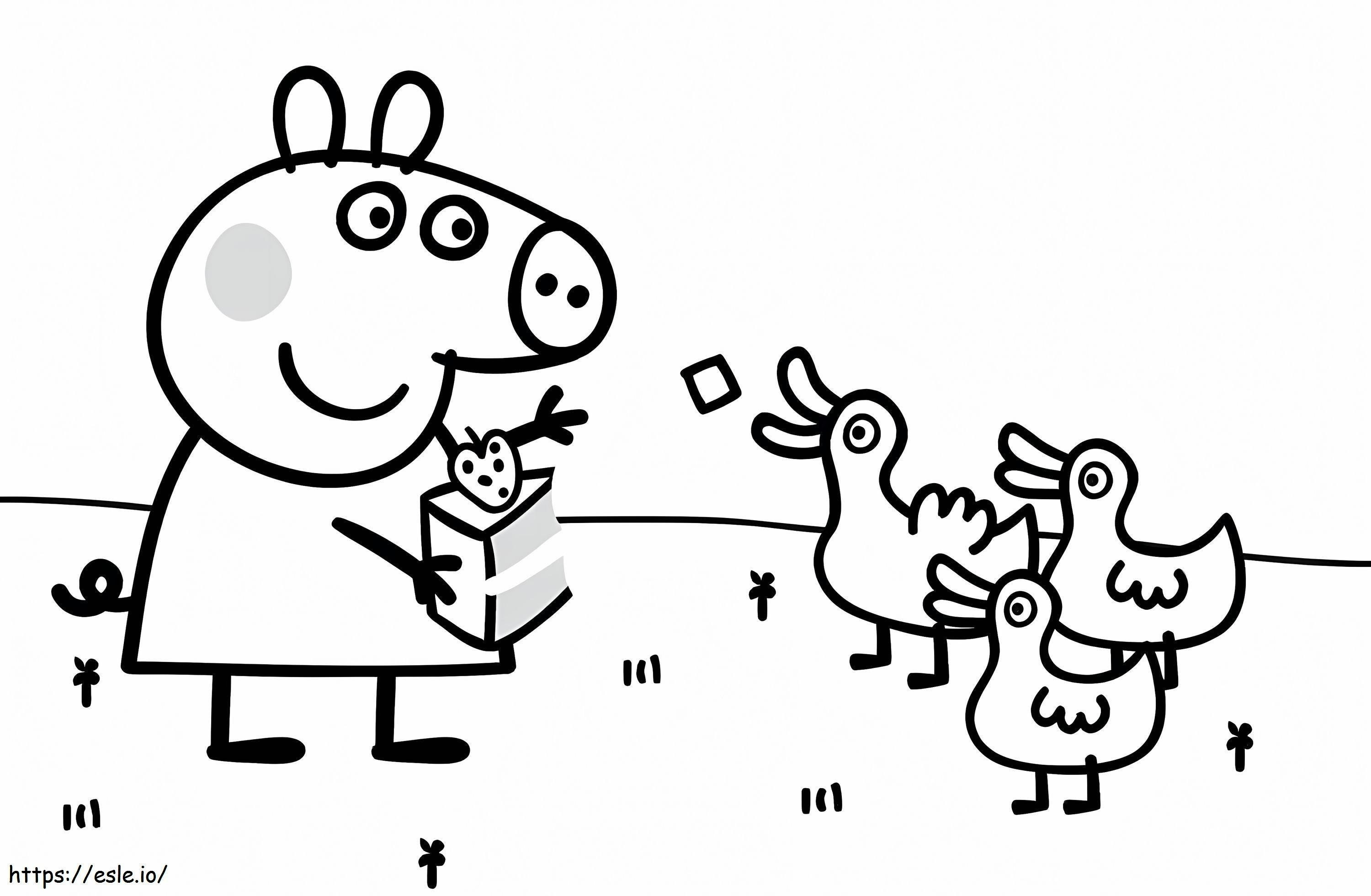 Peppa Pig And Ducks coloring page