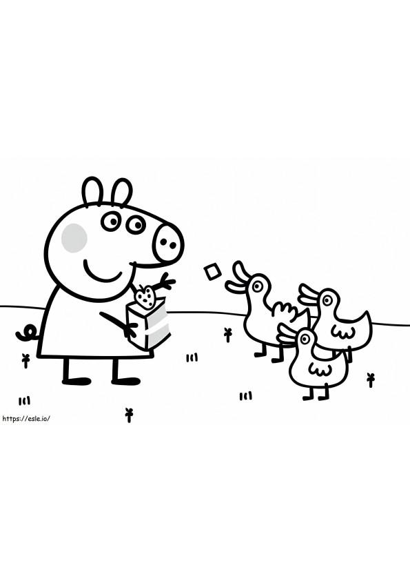 Coloriage Peppa Pig et les canards à imprimer dessin