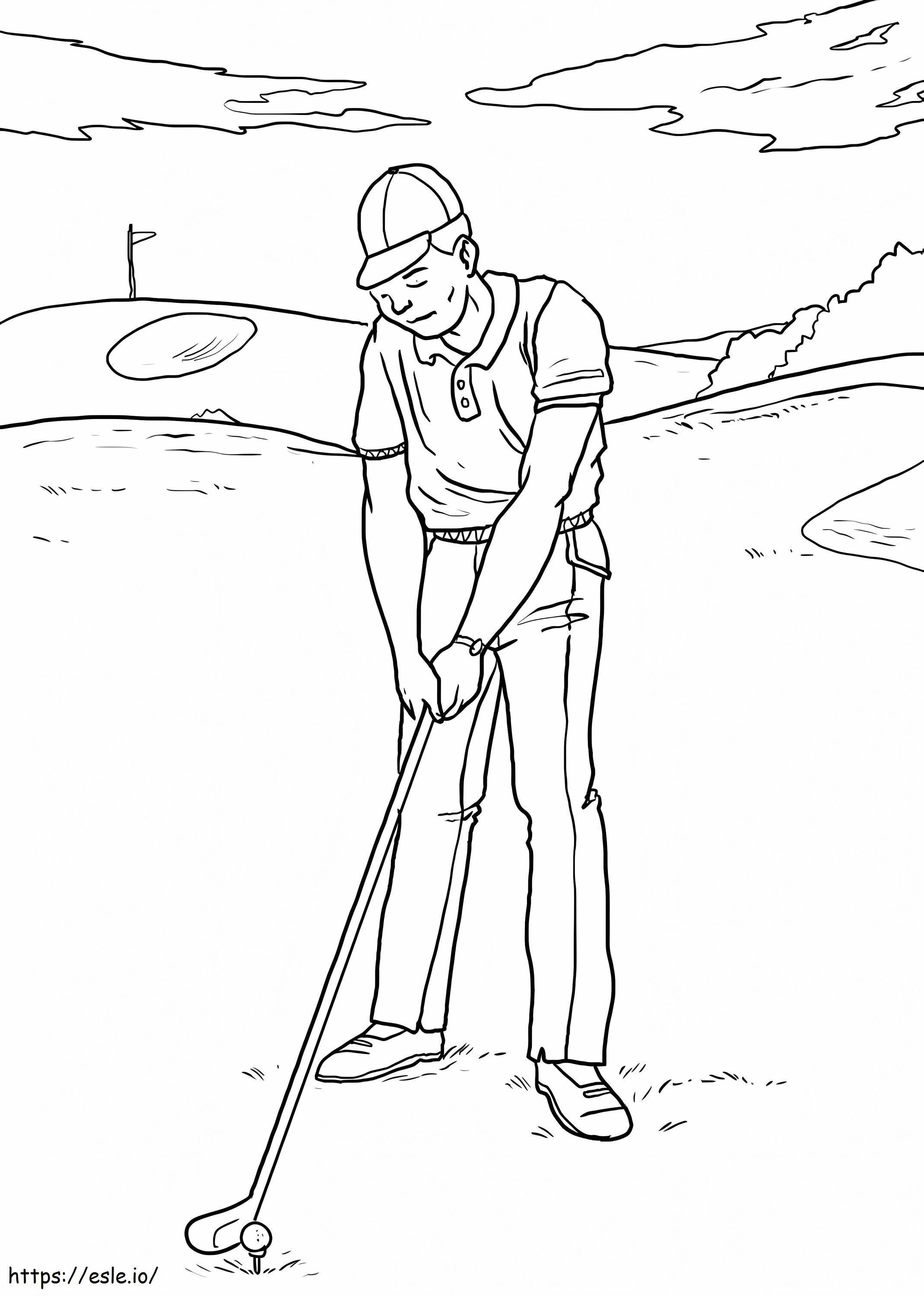 Homem jogando golfe para colorir