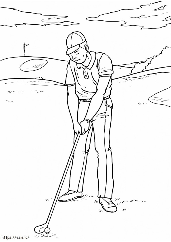ゴルフをする男性 ぬりえ - 塗り絵