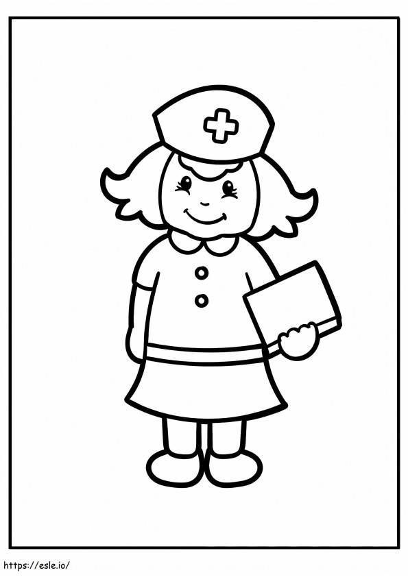 Enfermeira criança sorridente para colorir