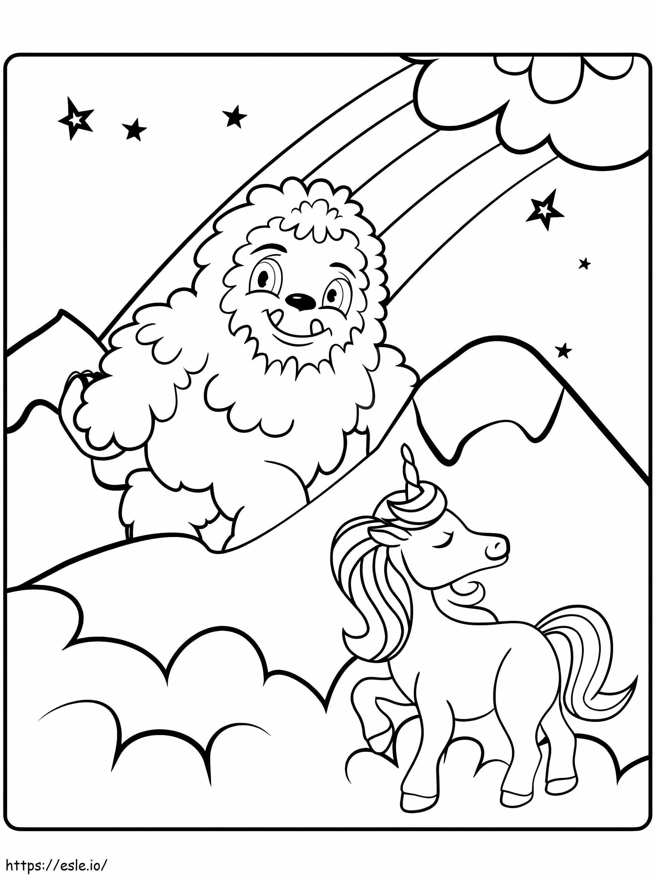 Yeti ja Unicorn Washimals värityskuva