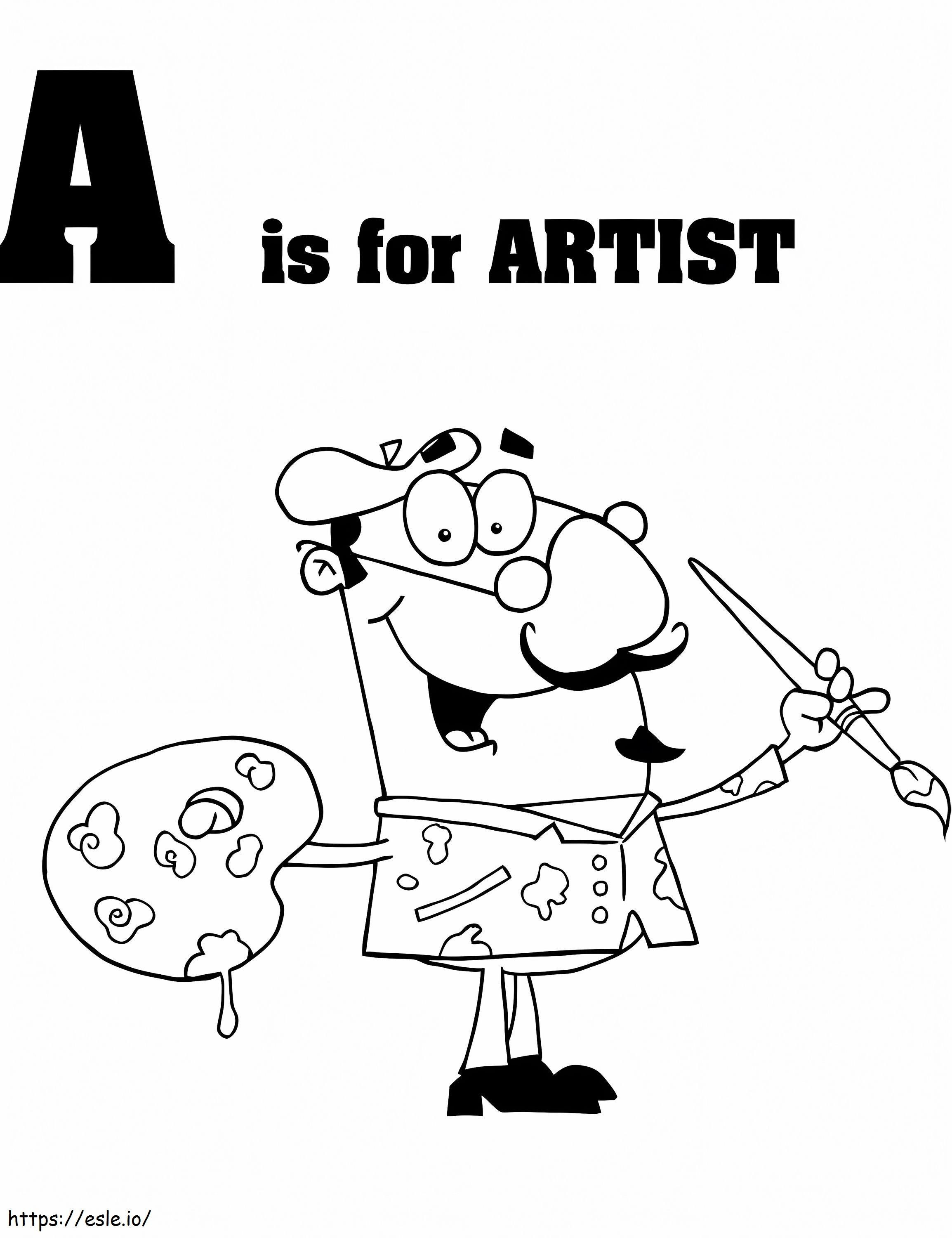 Artist Letter A coloring page