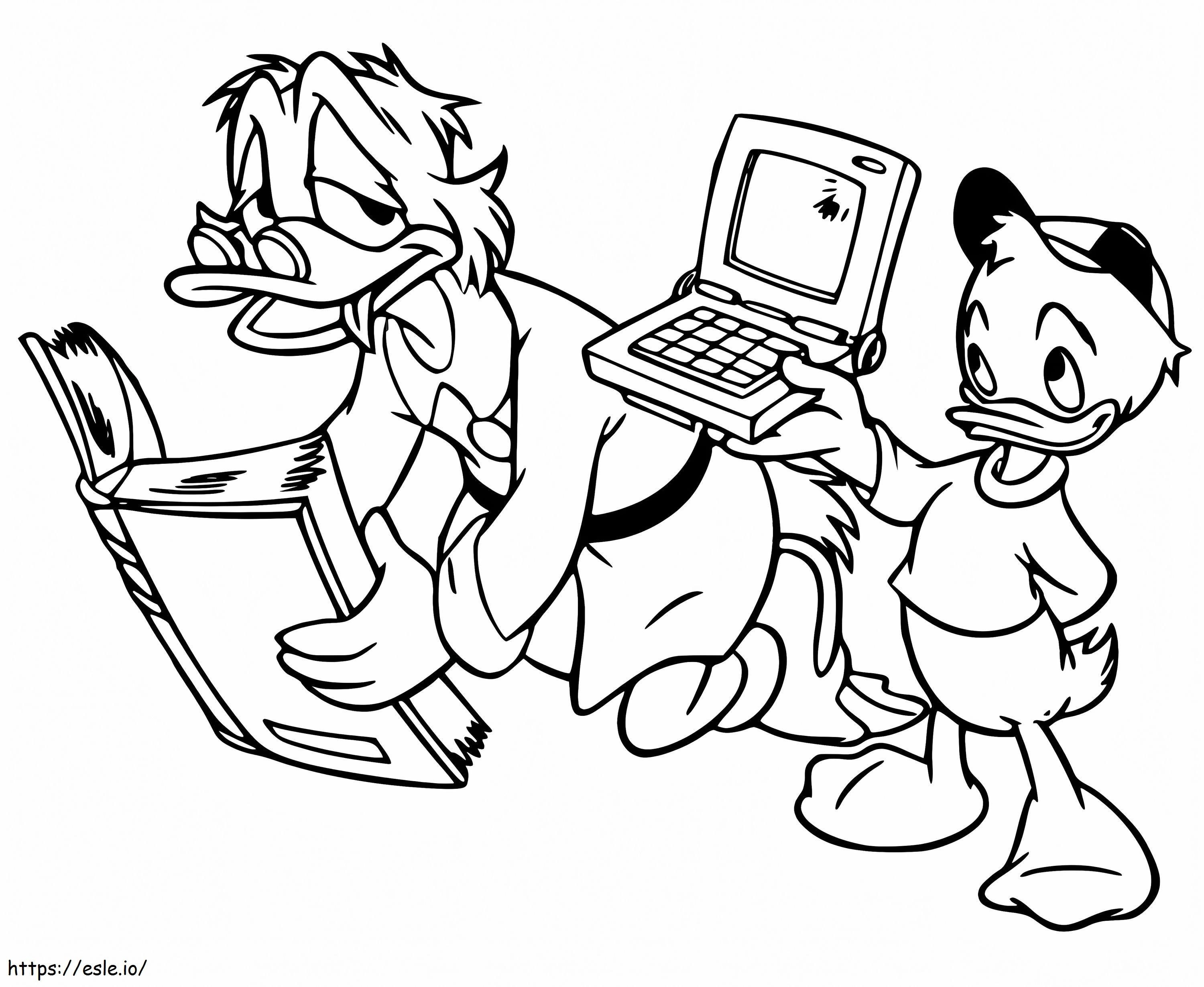 Scrooge McDuck și Huey de colorat