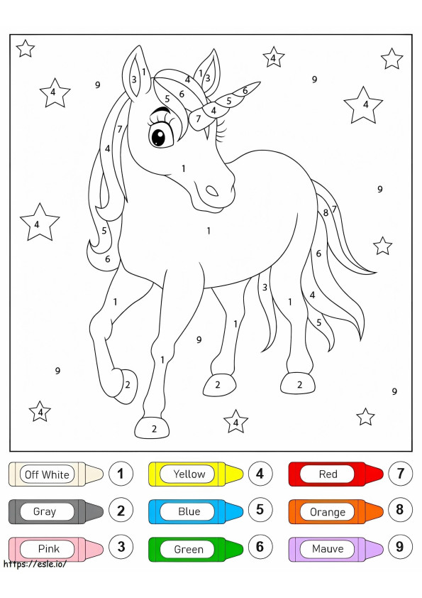 Minunat unicorn culoare după număr de colorat