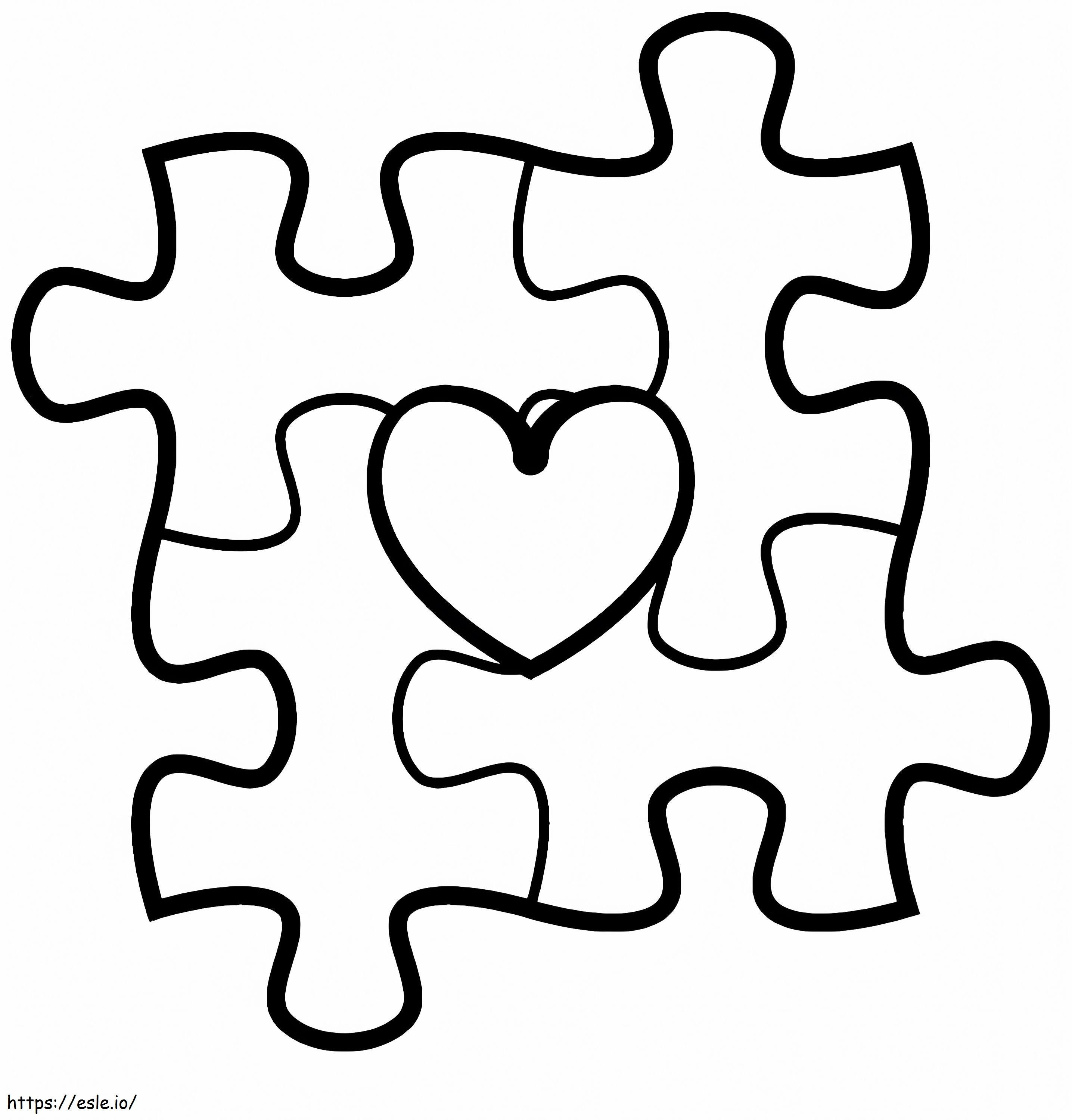 Cuore dei pezzi del puzzle sulla consapevolezza dell'autismo da colorare