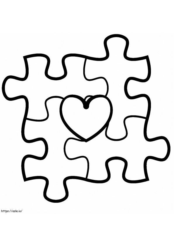 Otizm Farkındalığı Puzzle Parçaları Kalp boyama