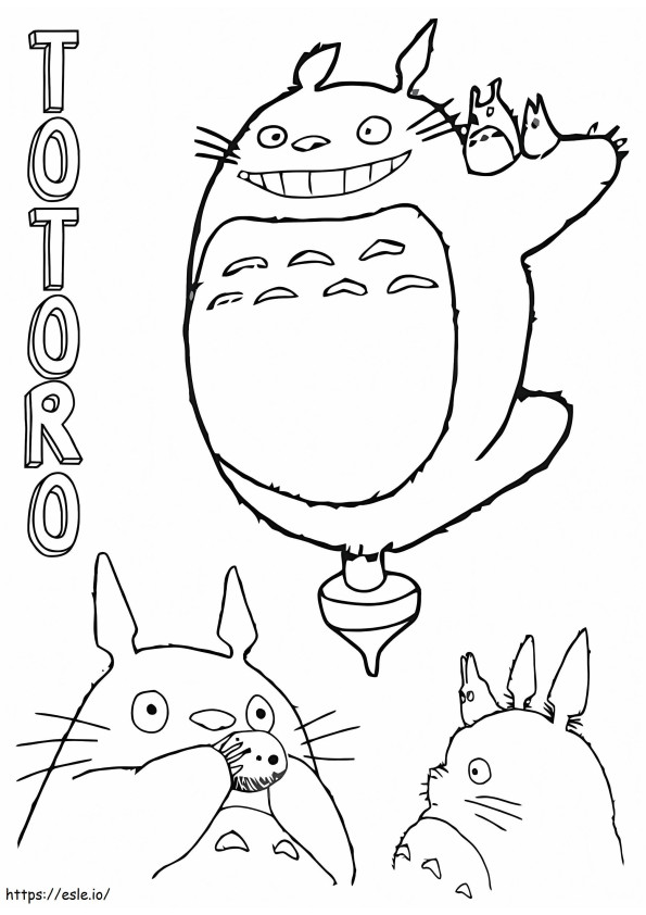 Coloriage Amusement Totoro amical à imprimer dessin