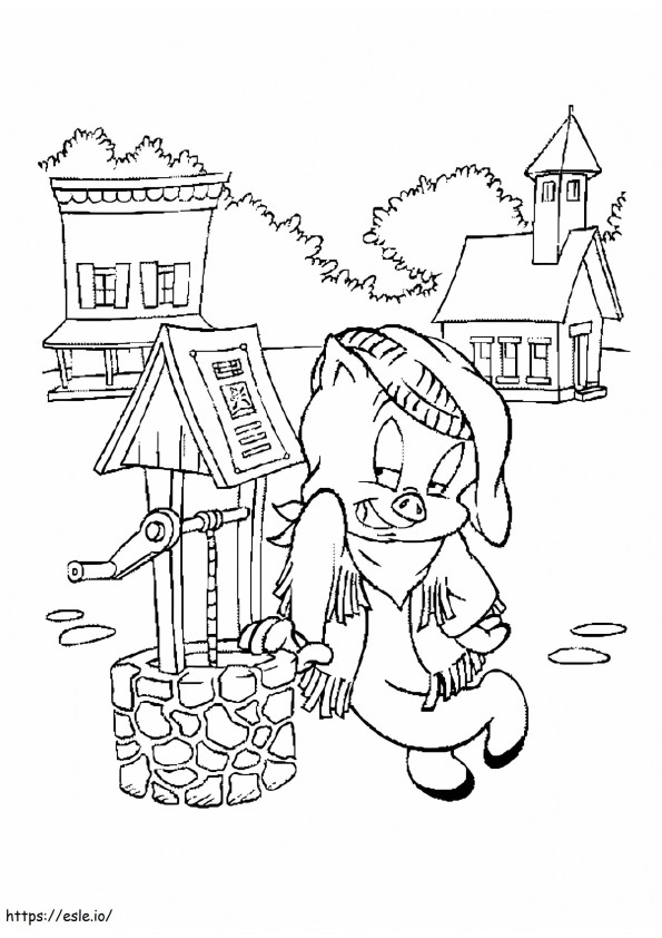 Funny Porky Pig coloring page