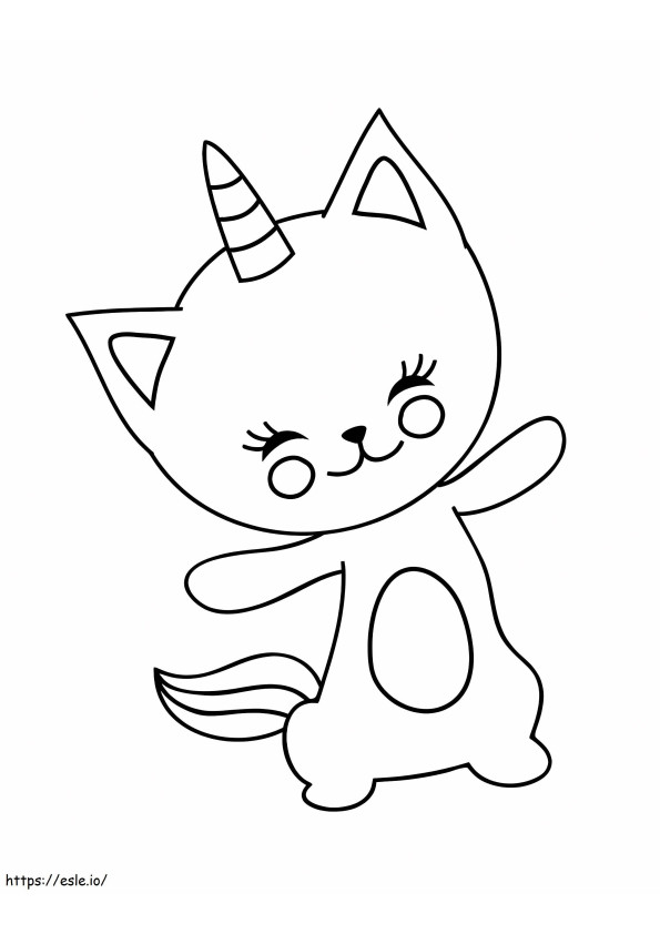 Coloriage Chat licorne heureux à imprimer dessin