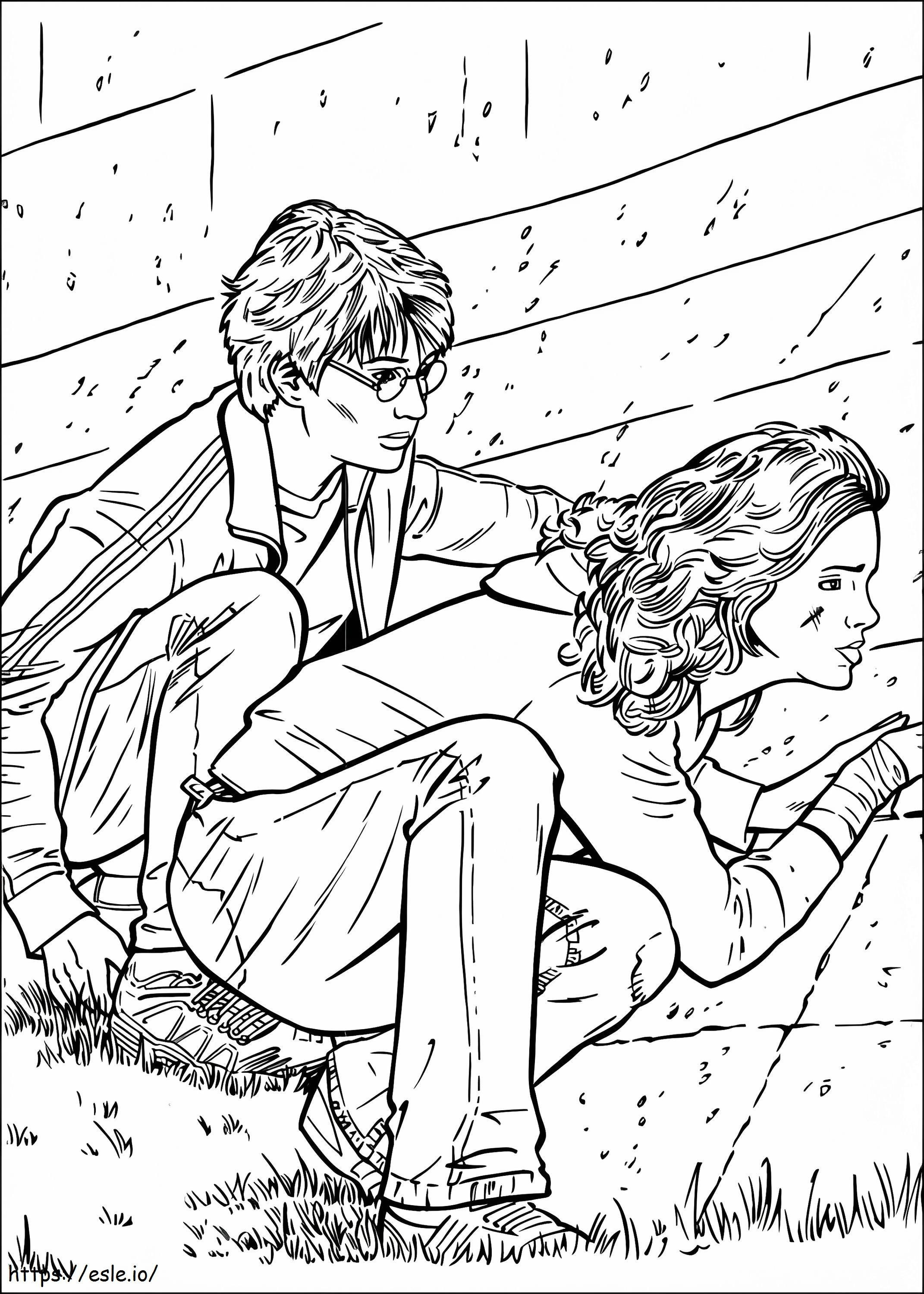 Harry With Hermione coloring page