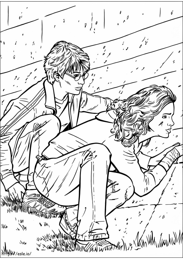 Harry With Hermione coloring page